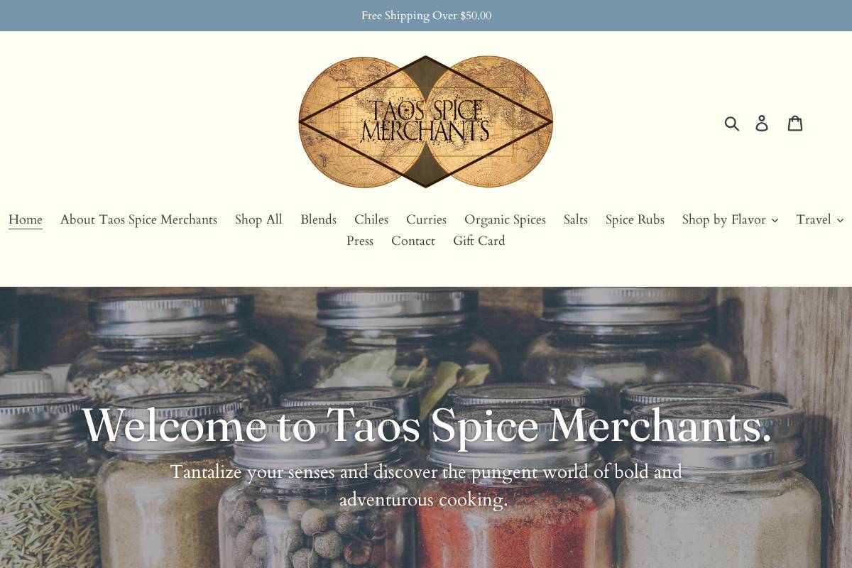 taosspicemerchants.com homepage screenshot