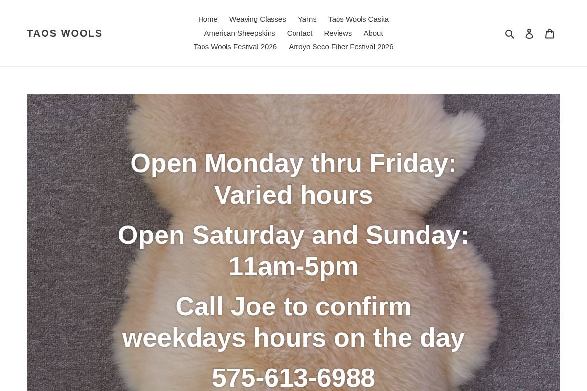 taoswools.com homepage screenshot