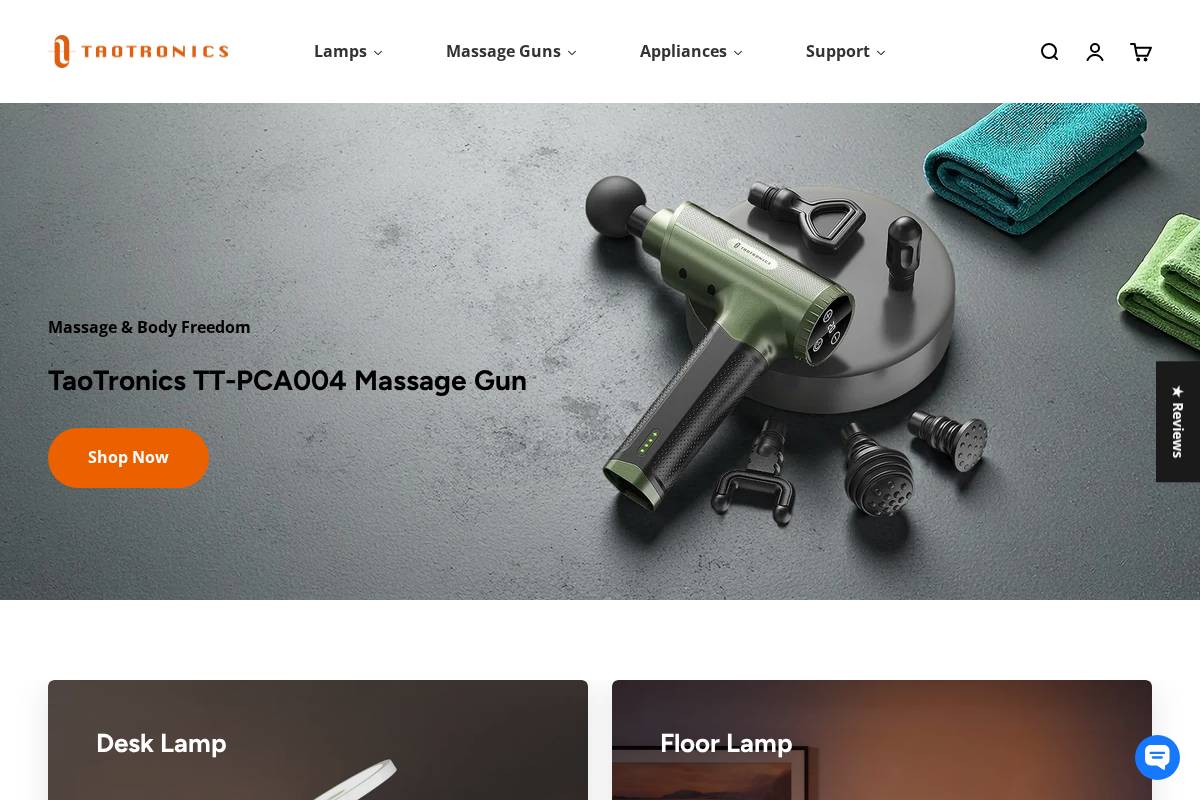 TaoTronics homepage screenshot