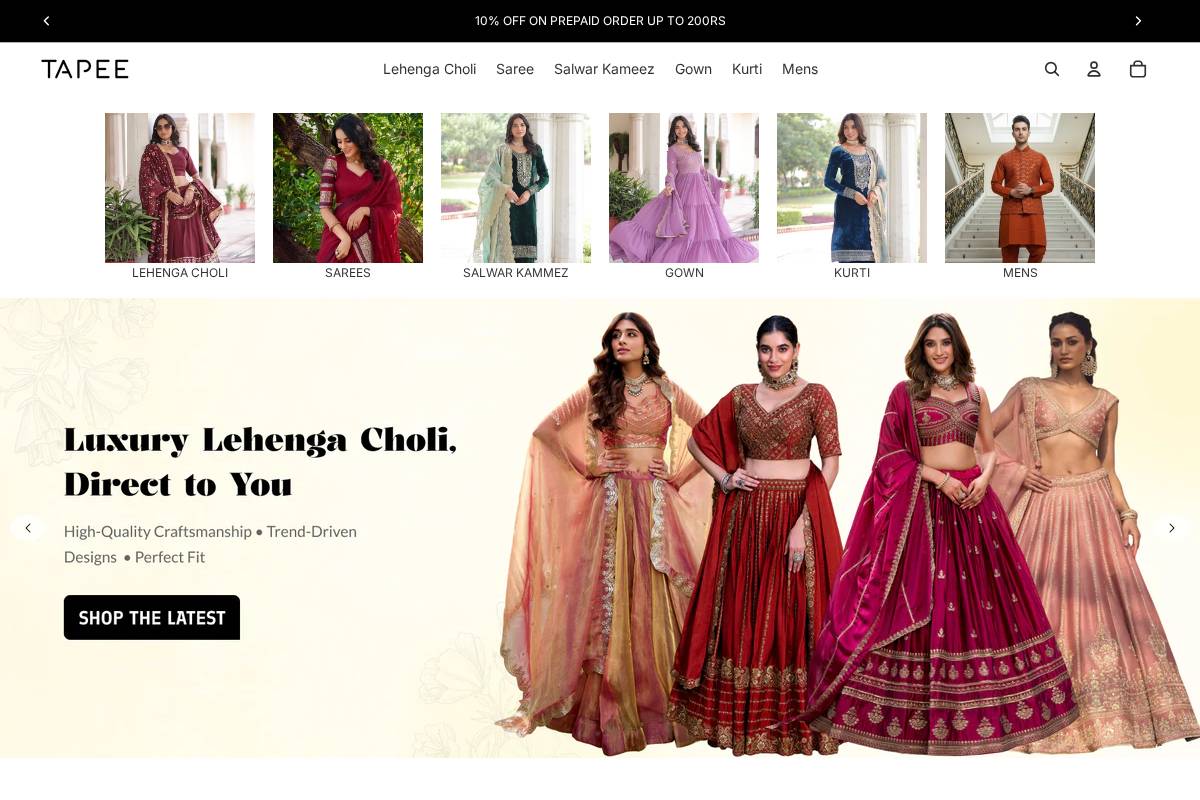 tapee.in homepage screenshot