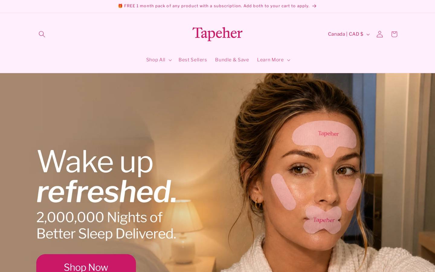 tapeher.com homepage screenshot