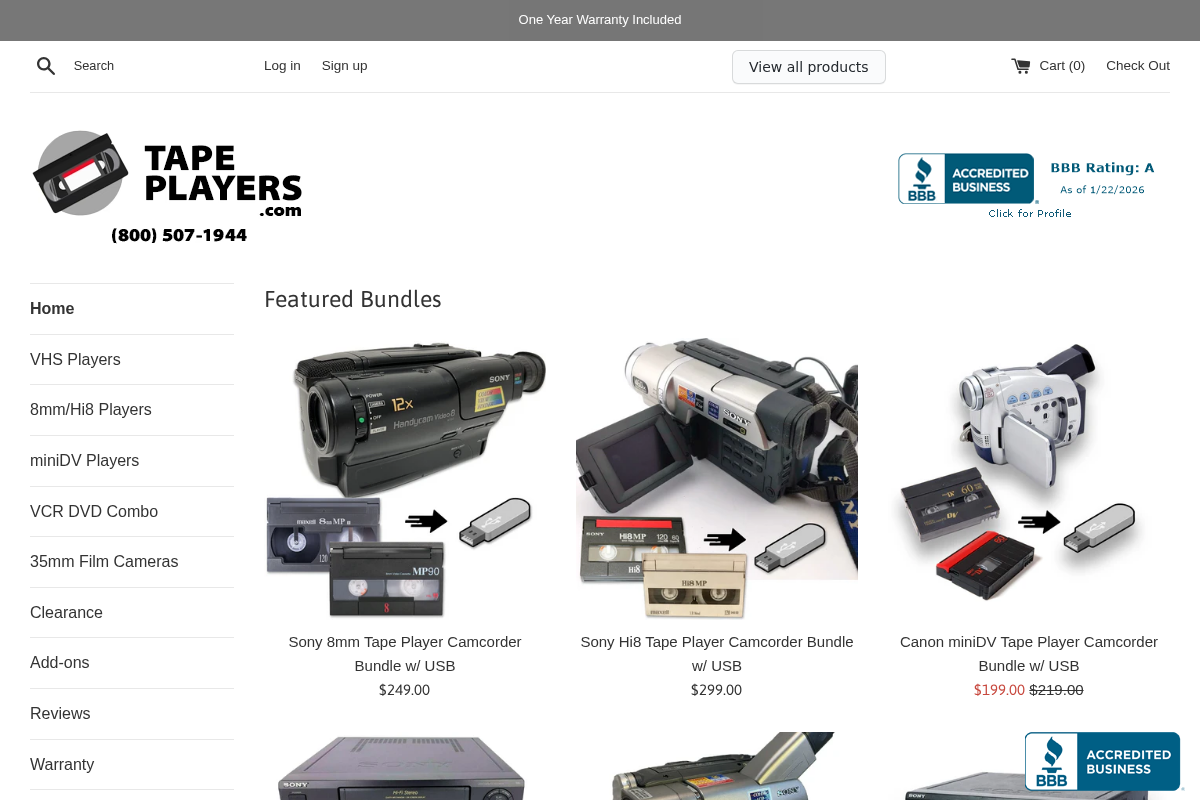 TapePlayers.com homepage screenshot