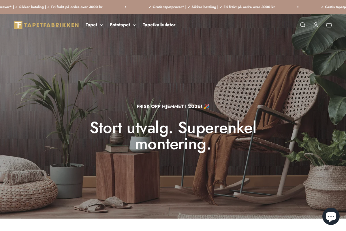Tapetfabrikken homepage screenshot