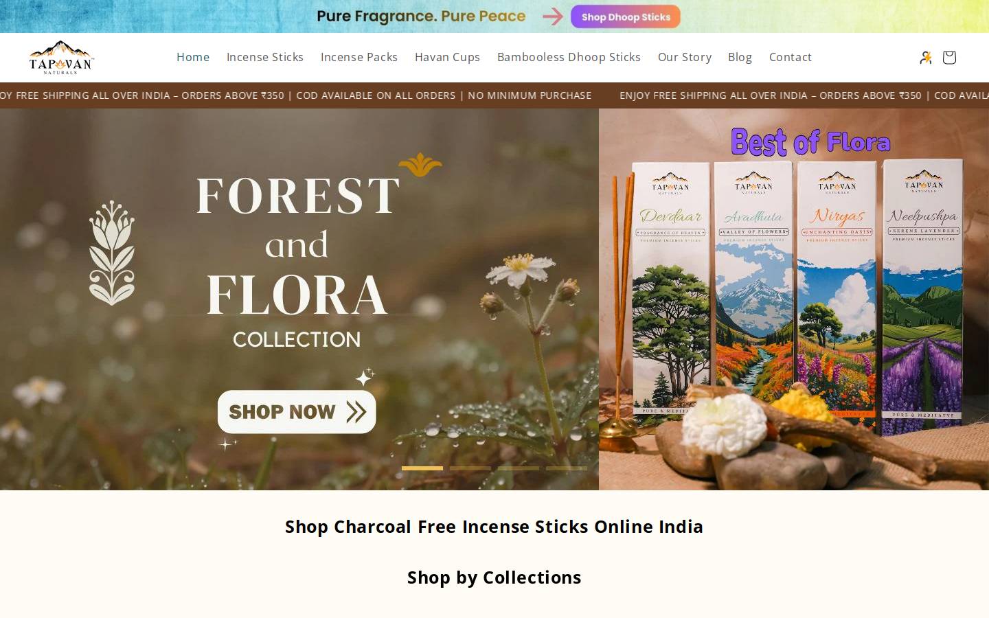 tapovannaturals.com homepage screenshot