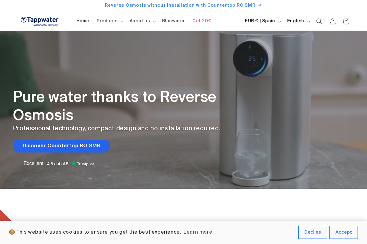 Tappwater homepage screenshot