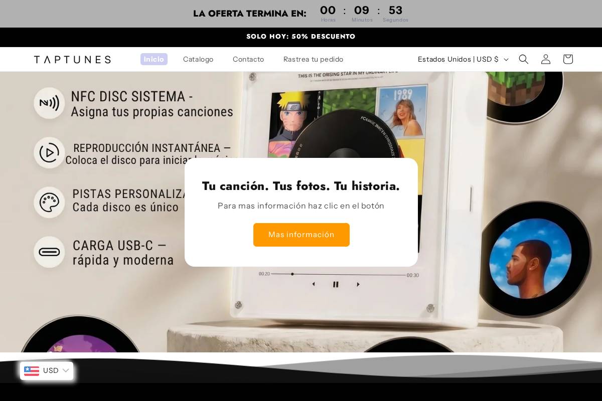 taptunnes.store homepage screenshot
