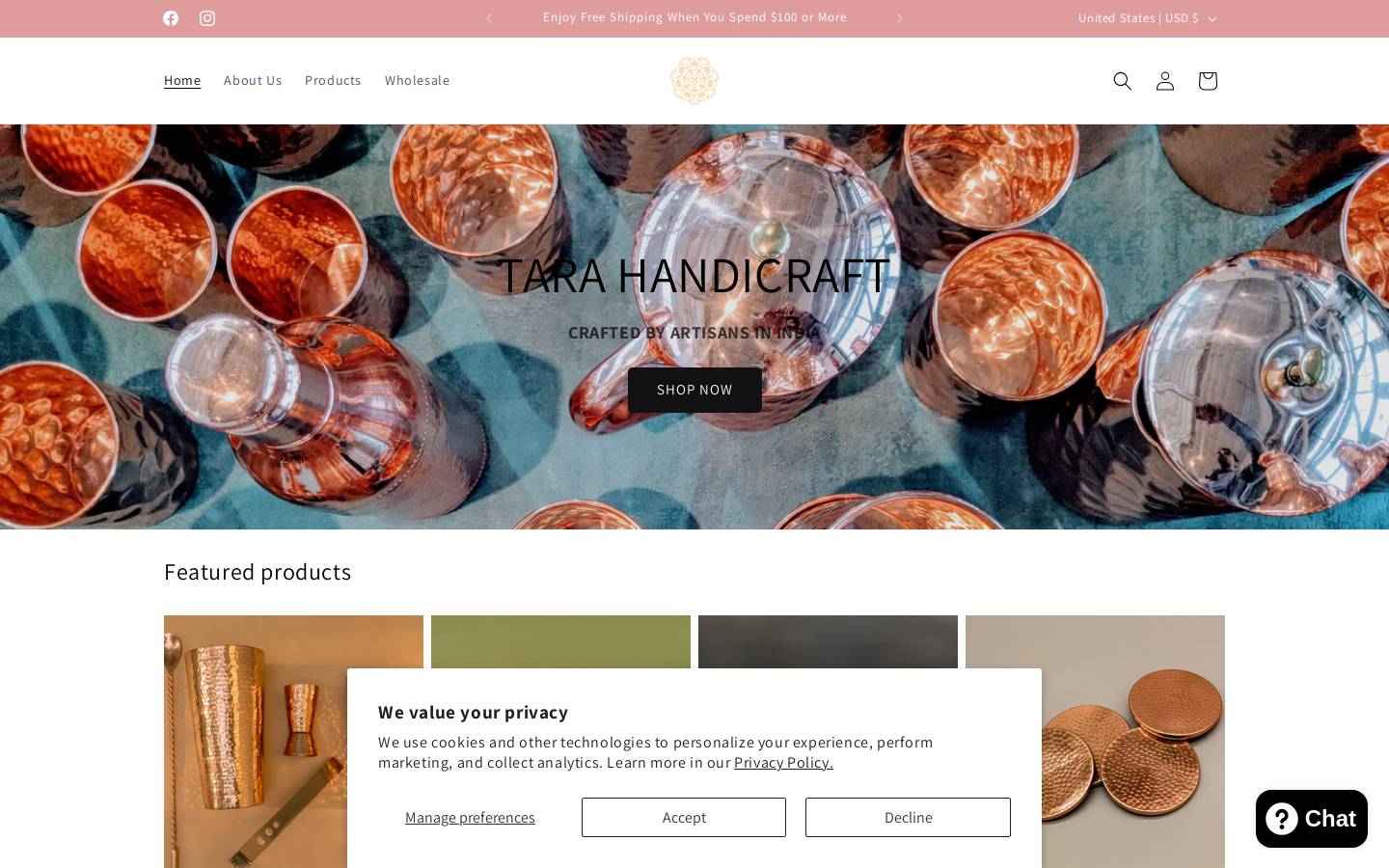tarahandicraft.com homepage screenshot