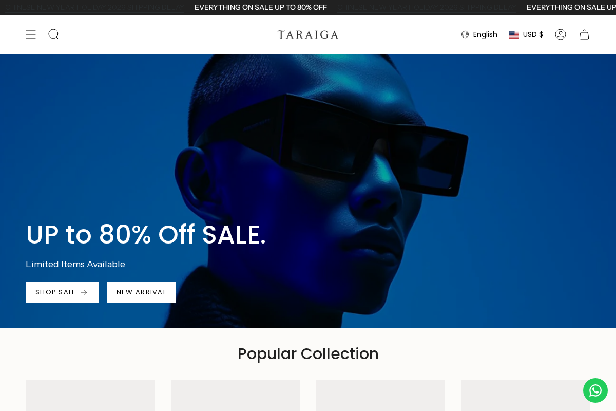 taraiga.com homepage screenshot
