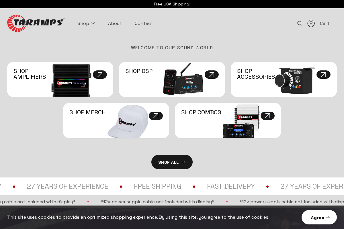 Taramps USA homepage screenshot
