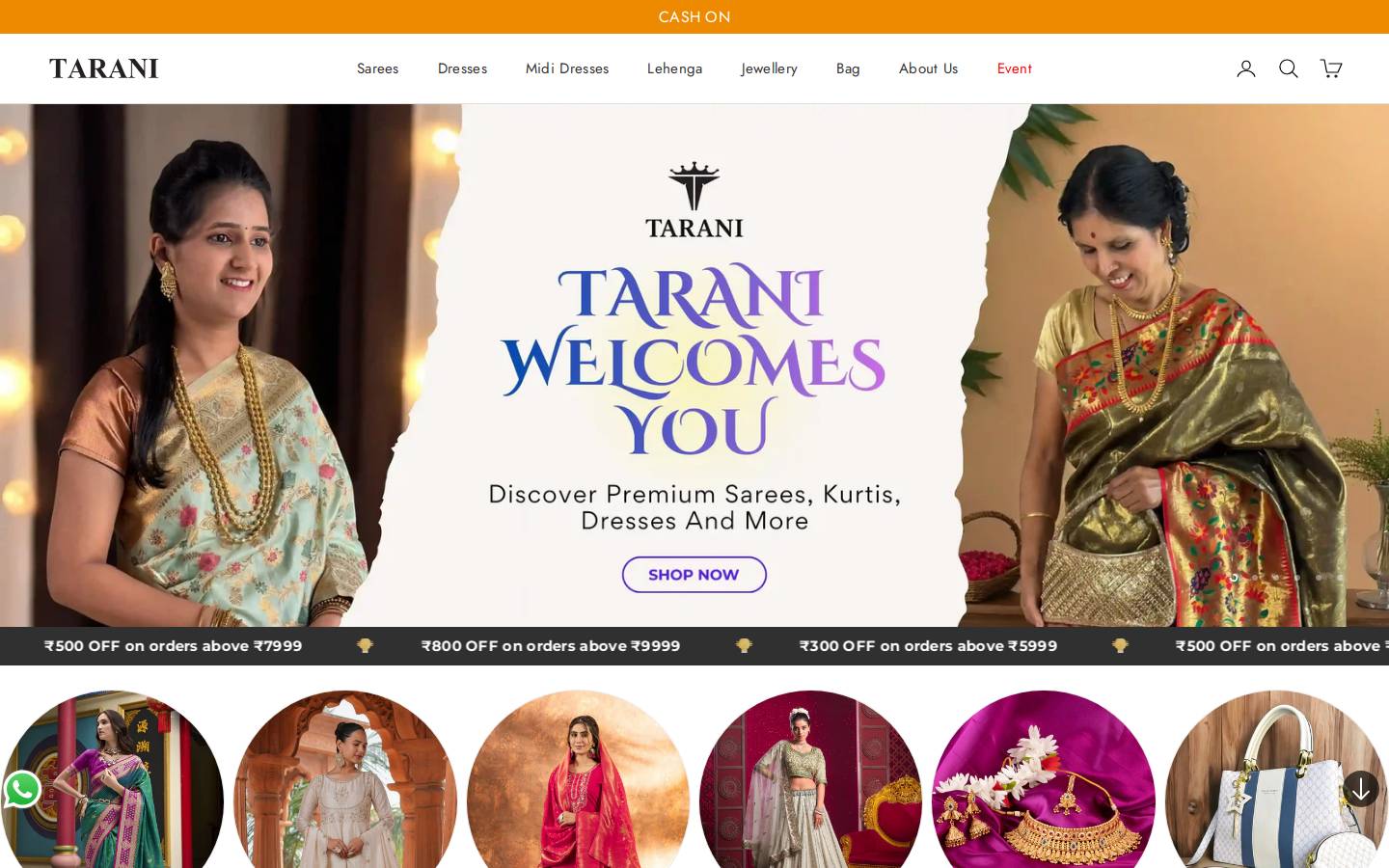 tarani.in homepage screenshot