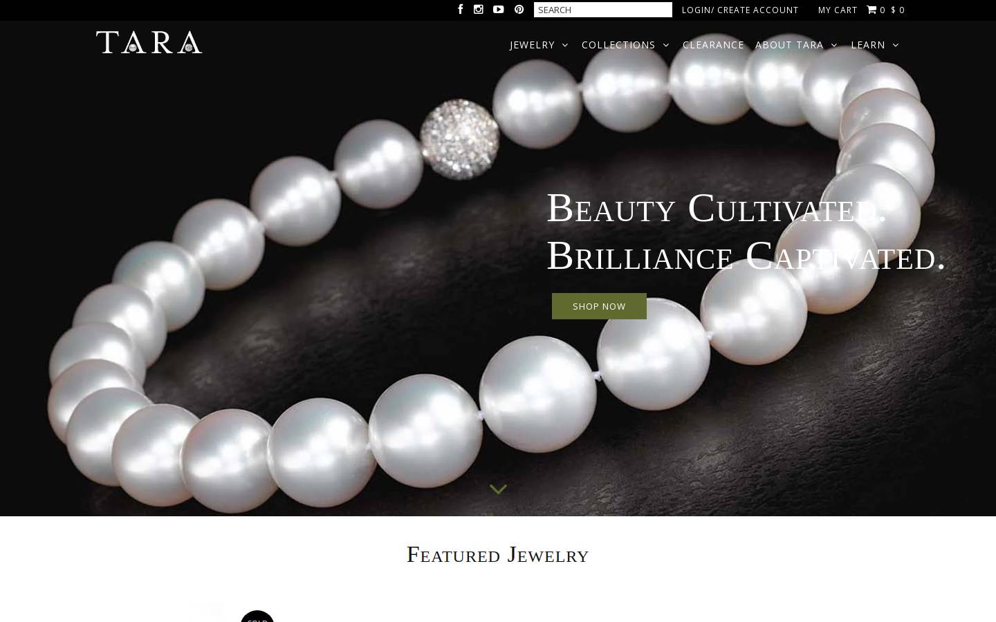 tarapearls.com homepage screenshot
