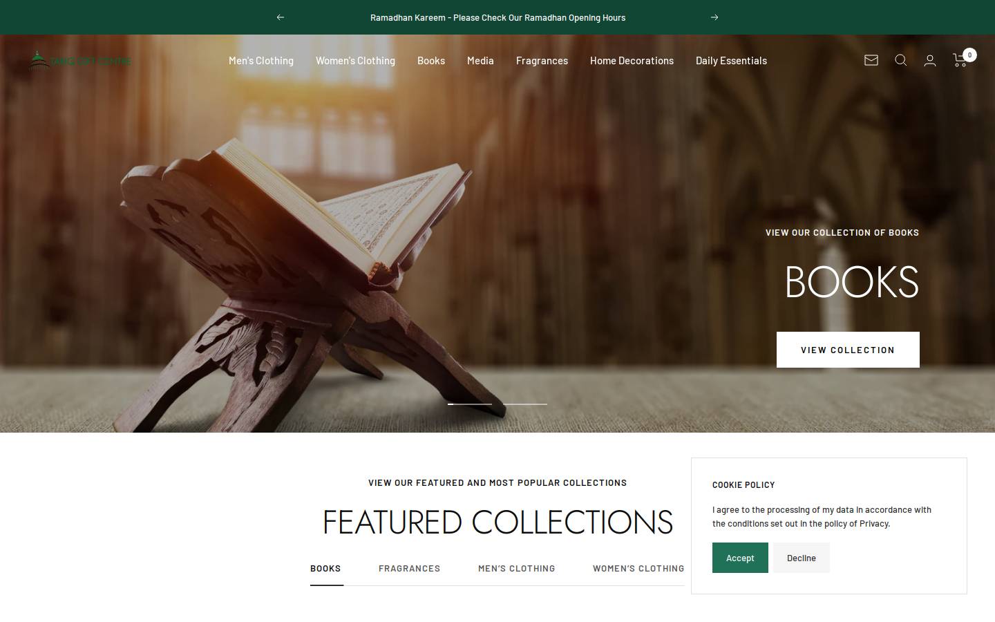 tariqgiftcentre.com homepage screenshot