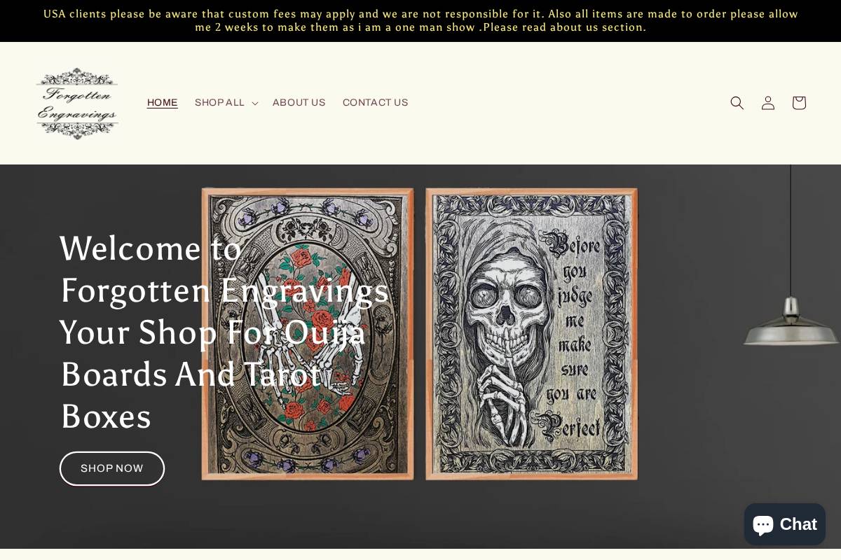 tarot-ouija-board.com homepage screenshot