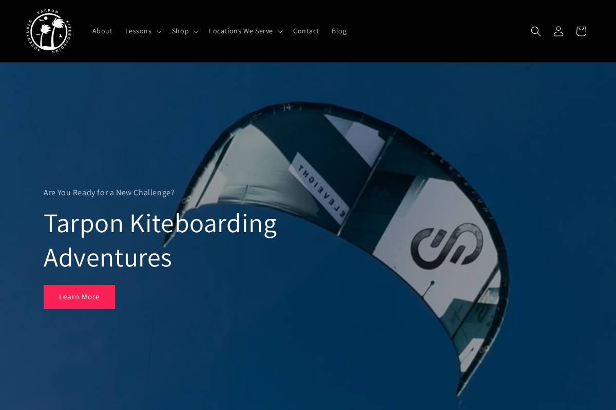 tarponkiteboardingadventures.com homepage screenshot