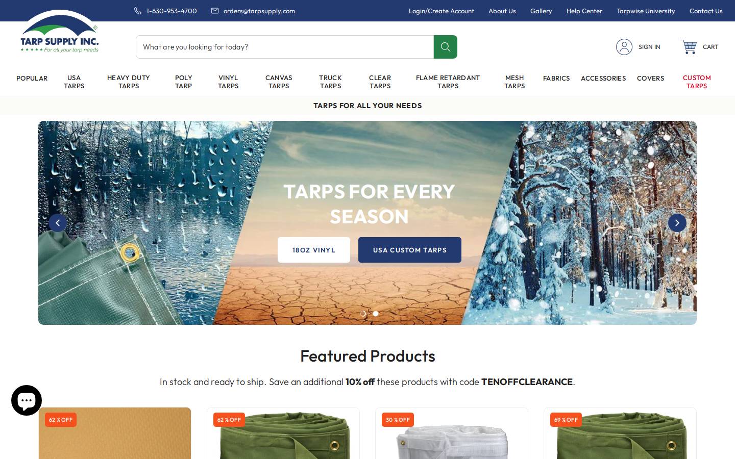 Tarp Supply Inc. homepage screenshot