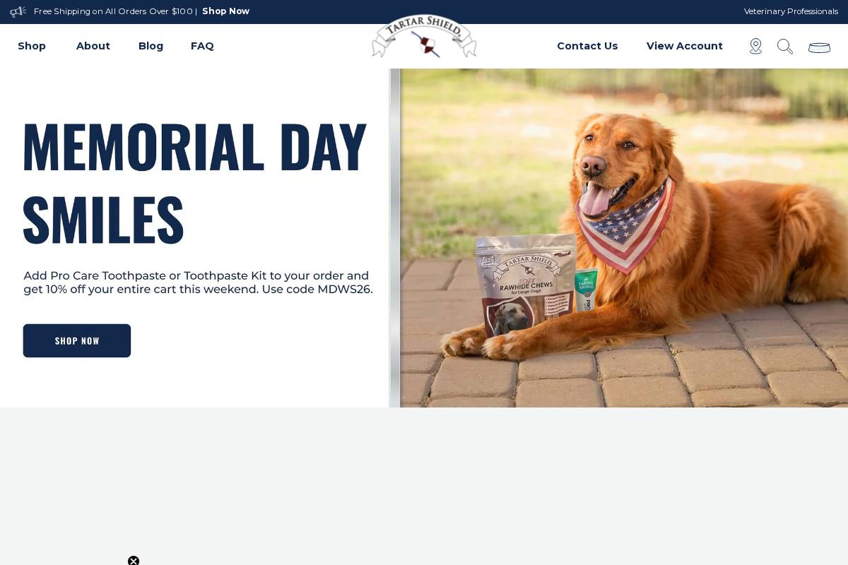 Tartar Shield homepage screenshot