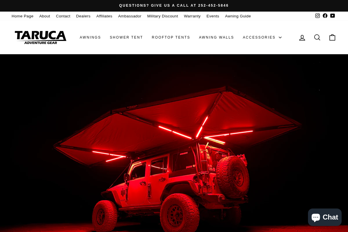 Taruca Adventure Gear homepage screenshot