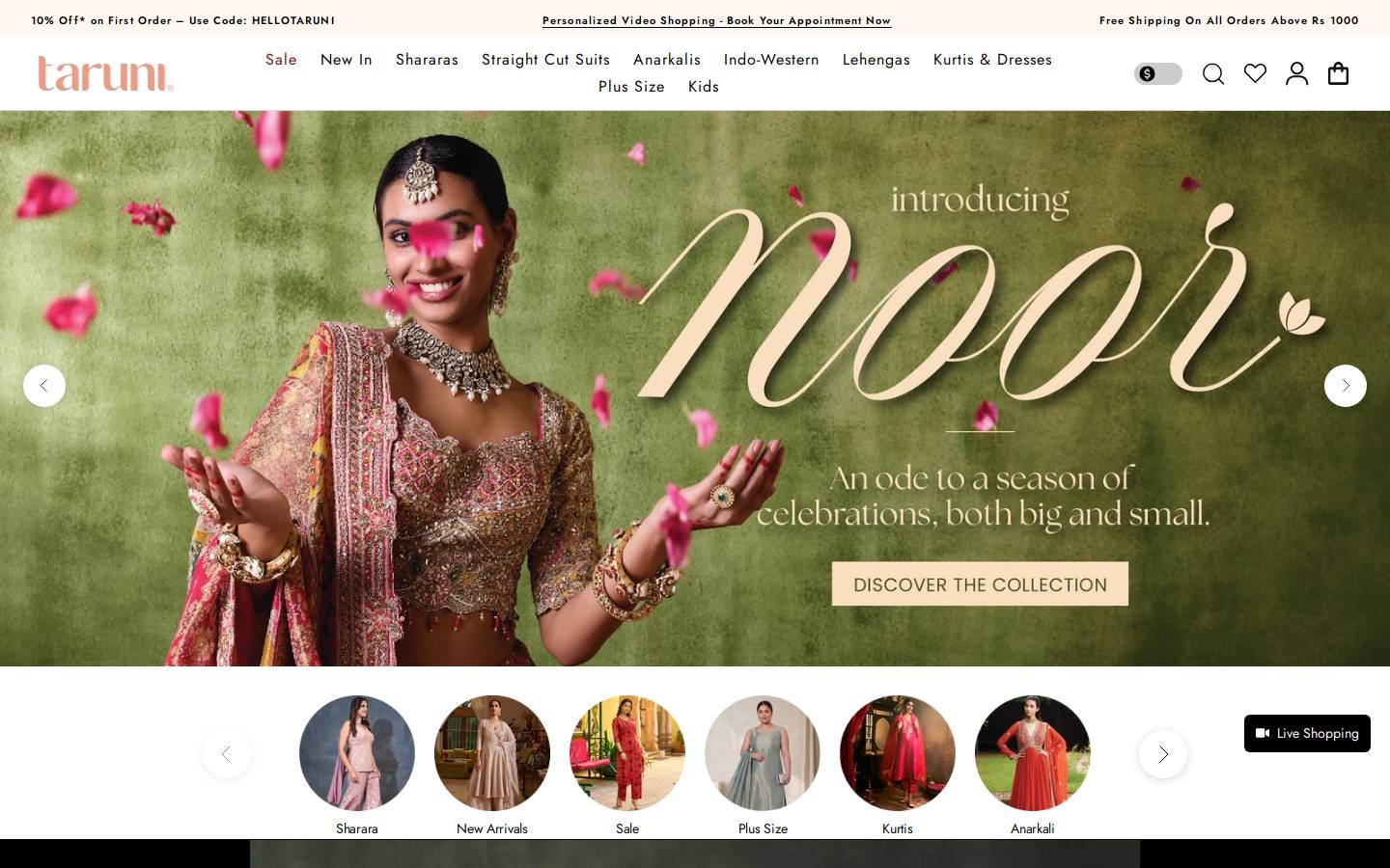 taruni.in homepage screenshot