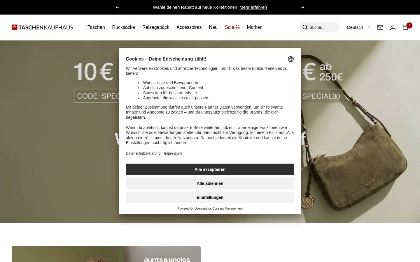 Taschenkaufhaus homepage screenshot