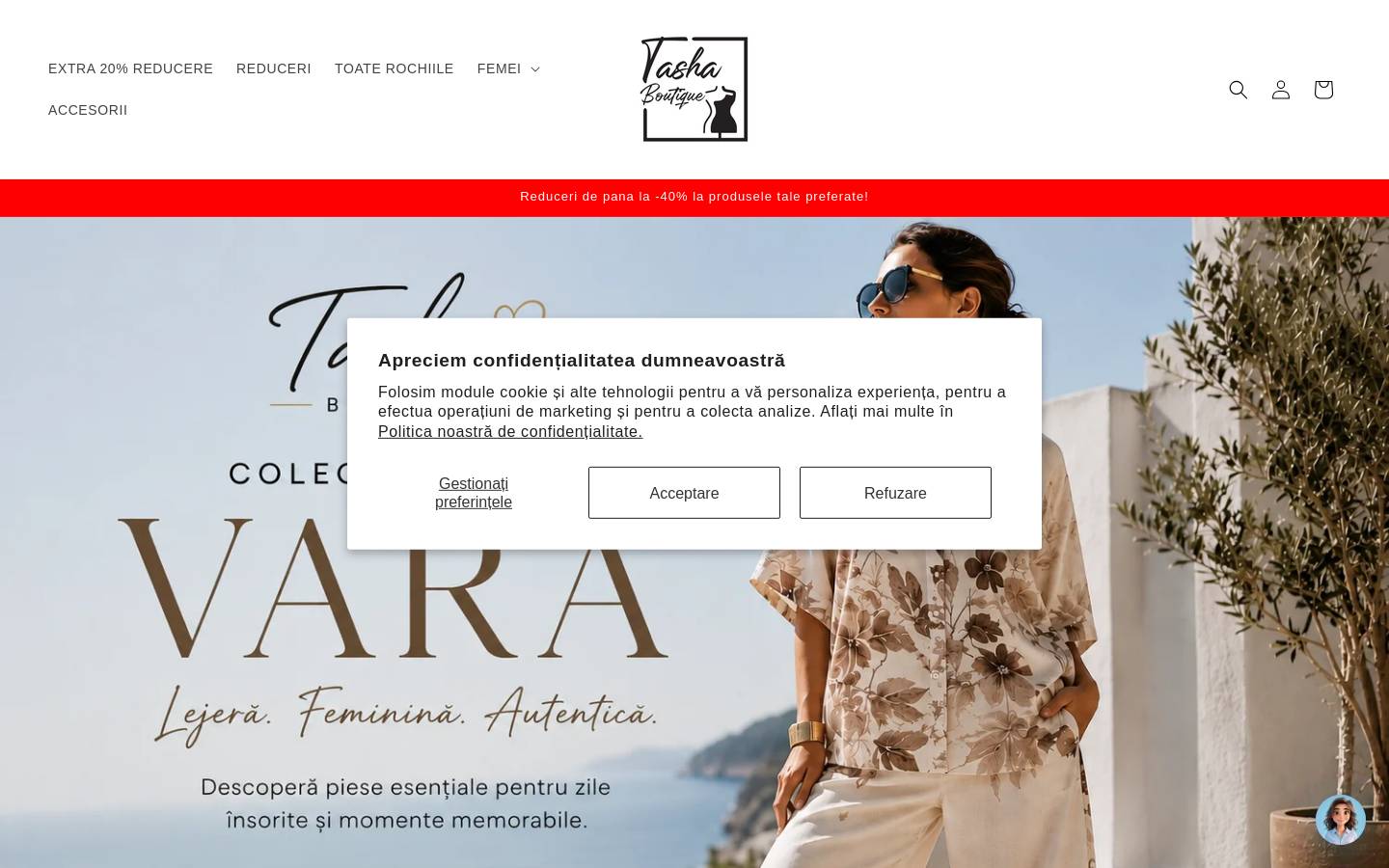 tashaboutique.com homepage screenshot