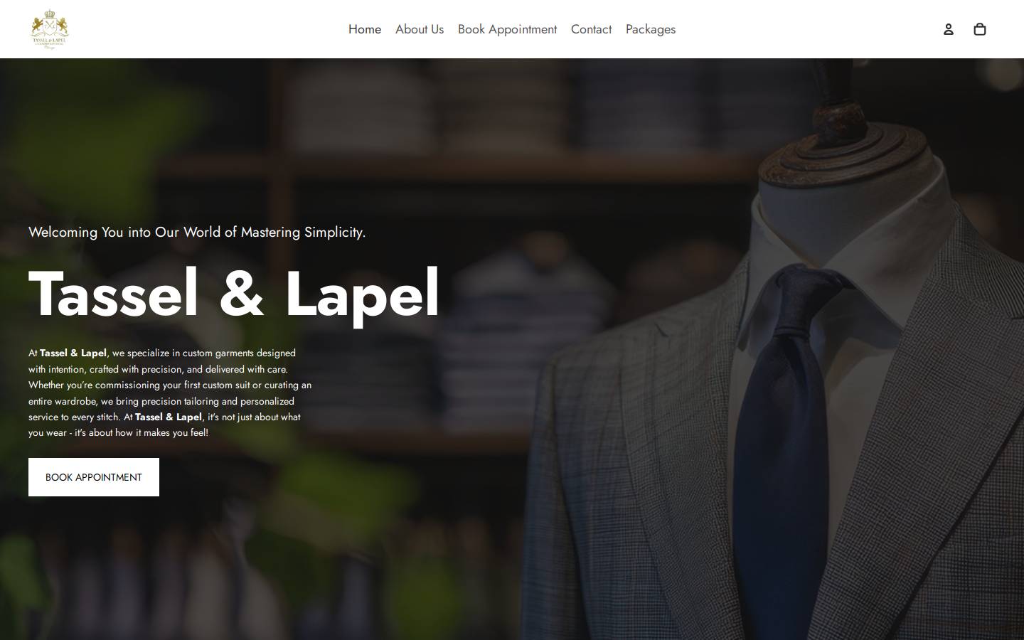 tasselandlapel.com homepage screenshot