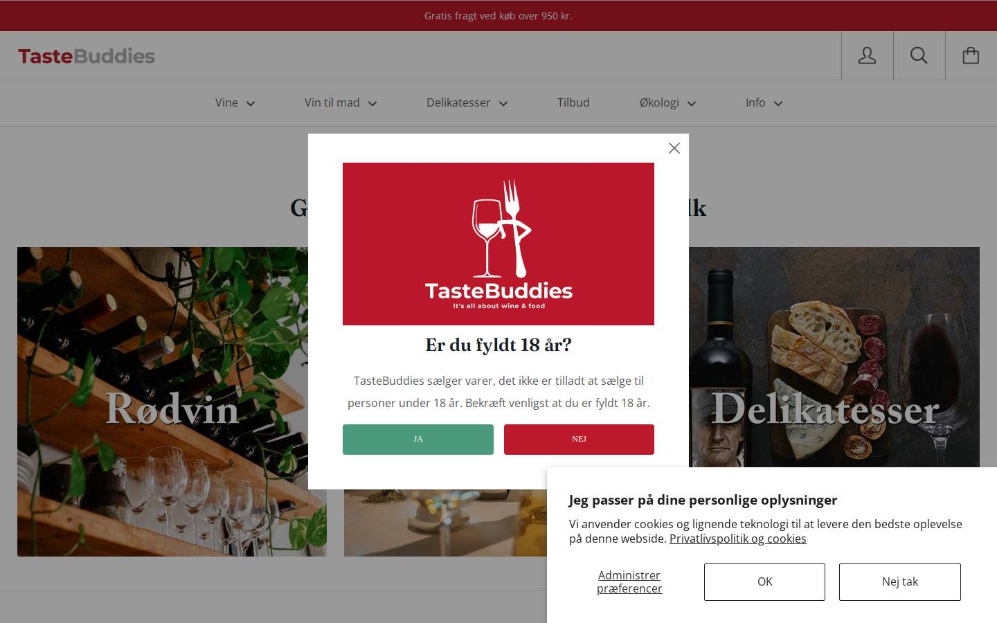 TasteBuddies homepage screenshot