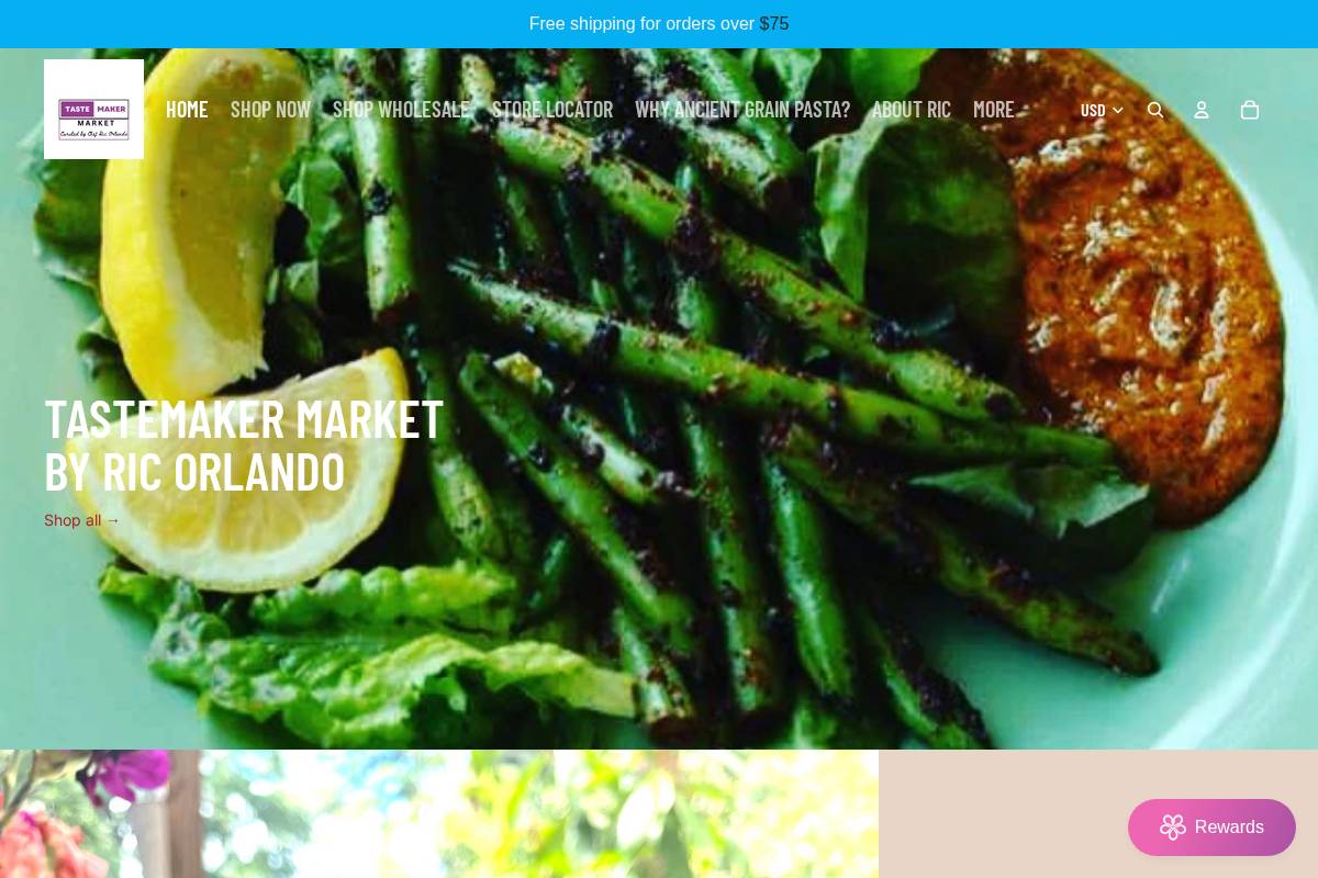 tastemakermarket.com homepage screenshot