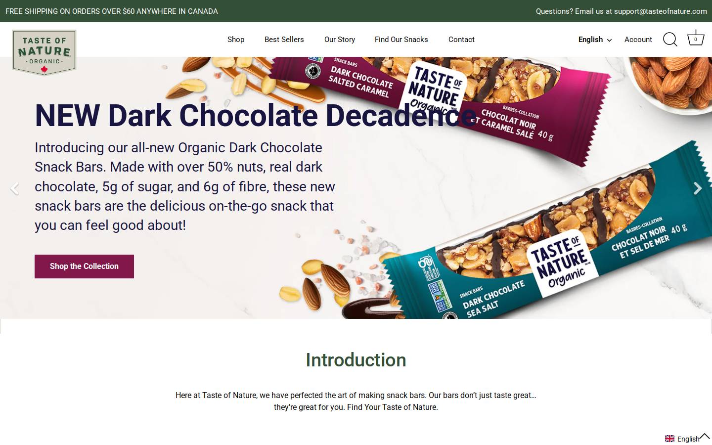 tasteofnature.com homepage screenshot