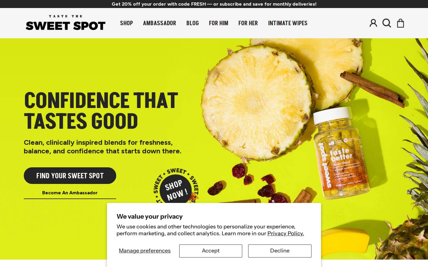 tastethesweetspot.com homepage screenshot