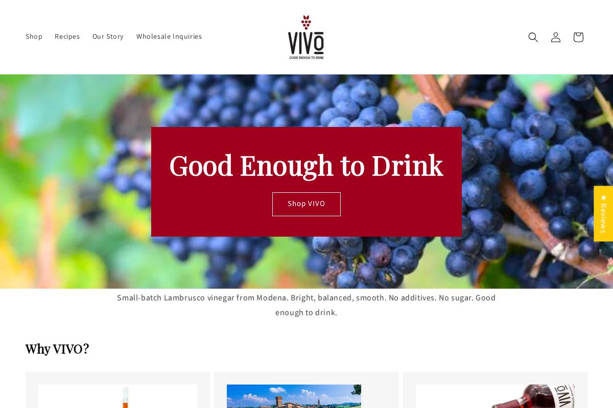 tastevivo.com homepage screenshot