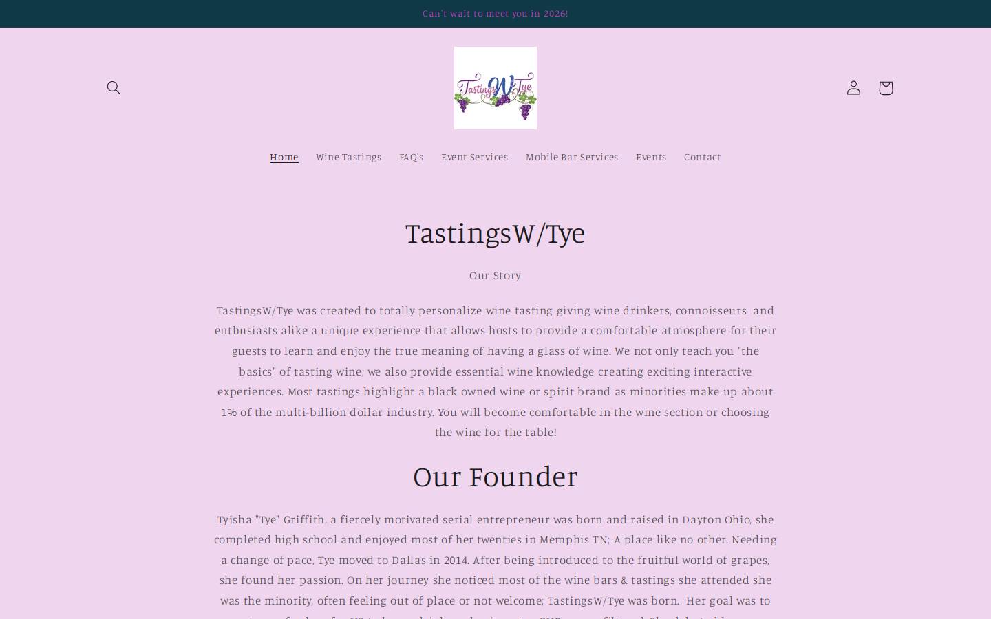 tastingswtye.com homepage screenshot