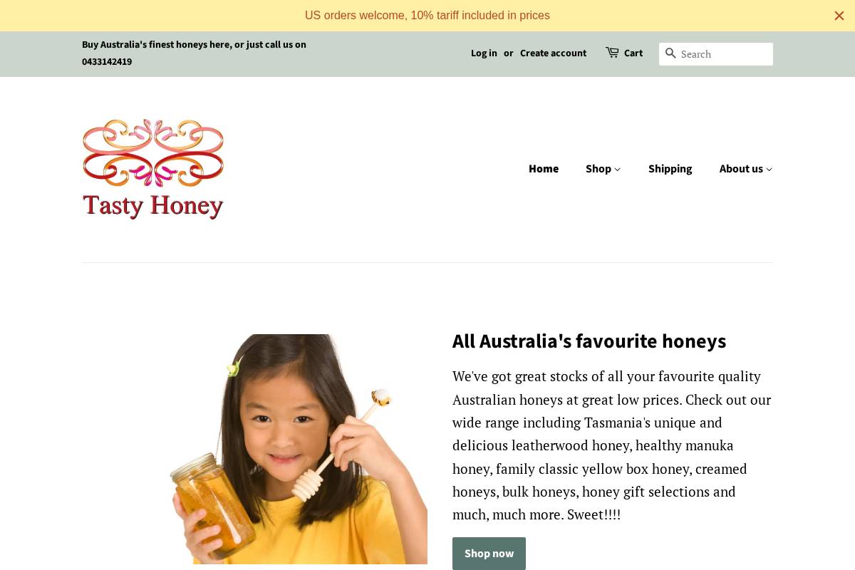 tastyhoney.com homepage screenshot