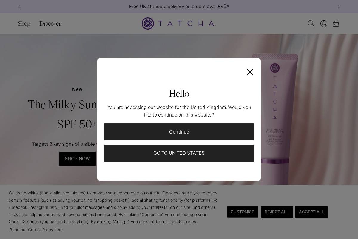 Tatcha homepage screenshot