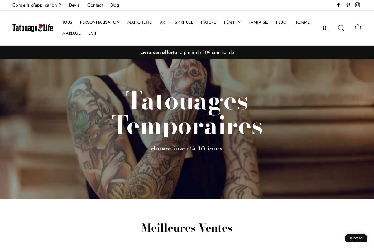 Tatouagelife homepage screenshot