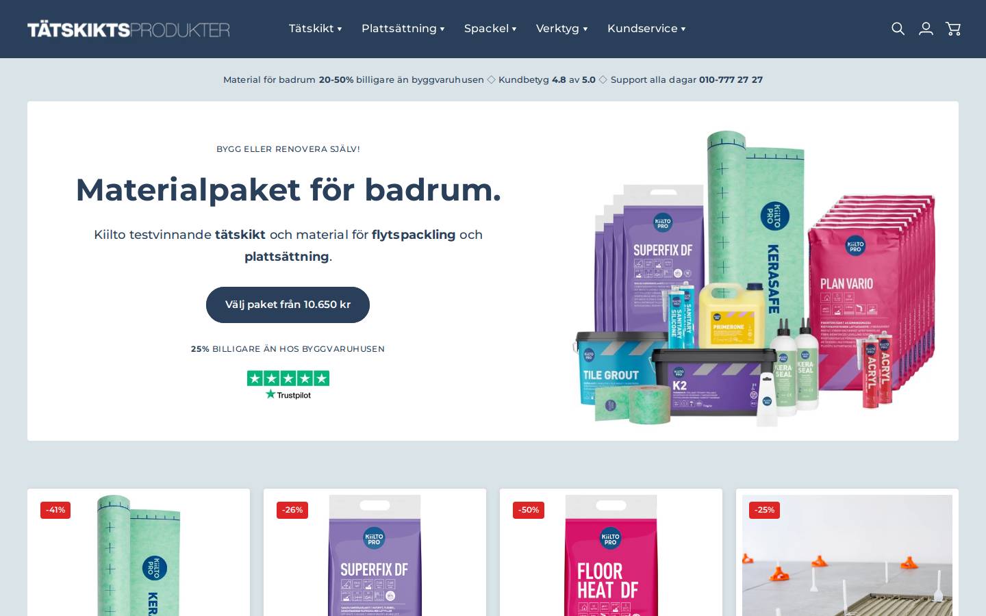 Tätskiktsprodukter homepage screenshot