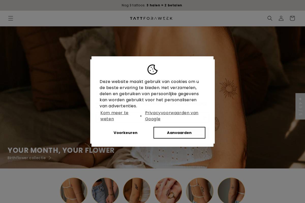 Tatt4aweek homepage screenshot