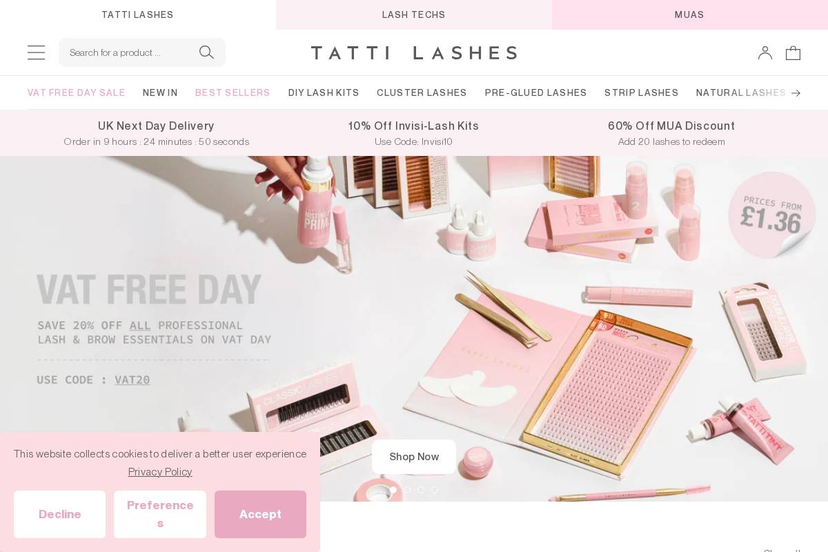 Tatti Lashes Limited homepage screenshot