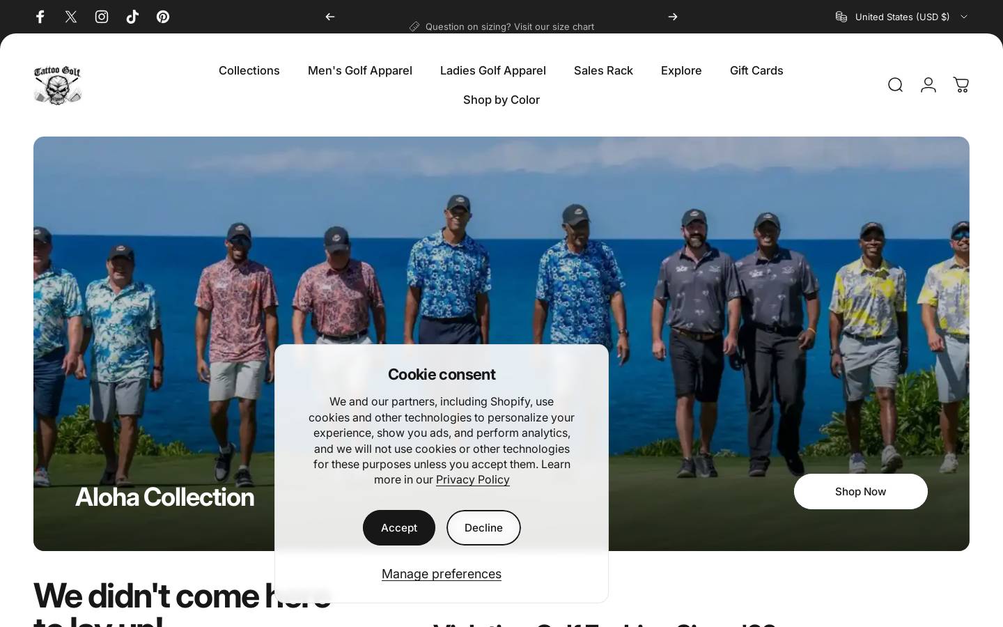Tattoo Golf homepage screenshot