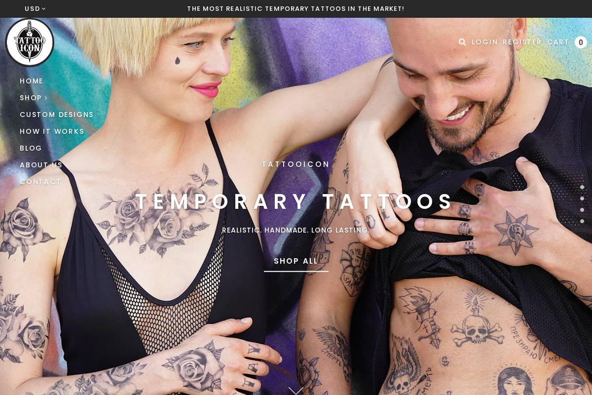 Tattooicon homepage screenshot