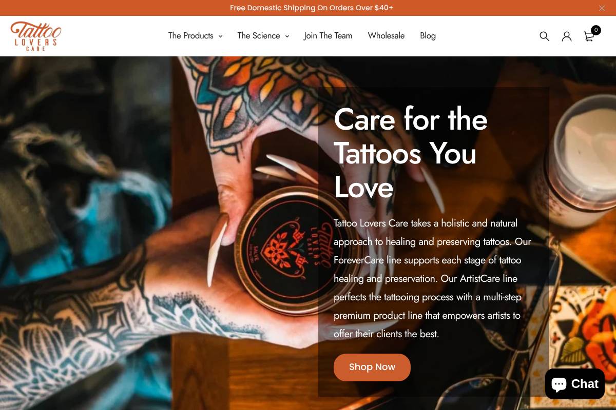 tattooloverscare.com homepage screenshot