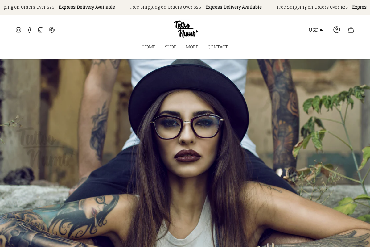 Tattoonumbx homepage screenshot