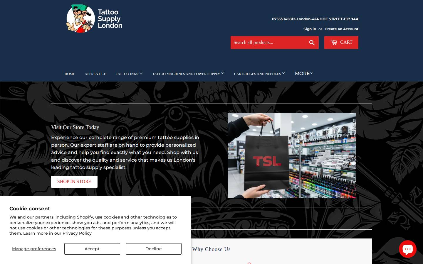 Tattoosupplylondon homepage screenshot