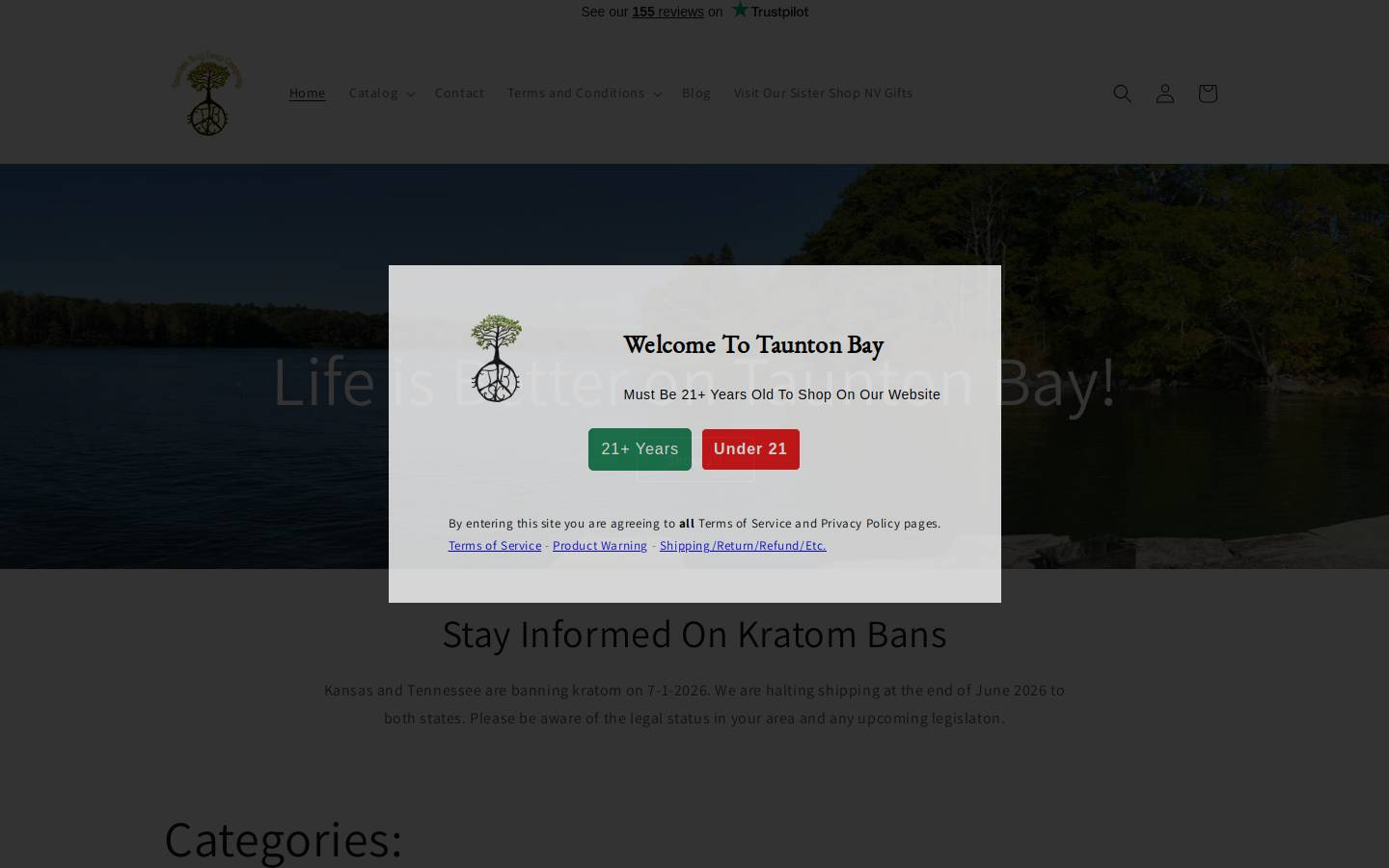 tauntonbayteaco.com homepage screenshot