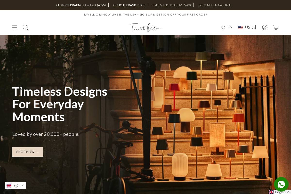 Tavellio homepage screenshot
