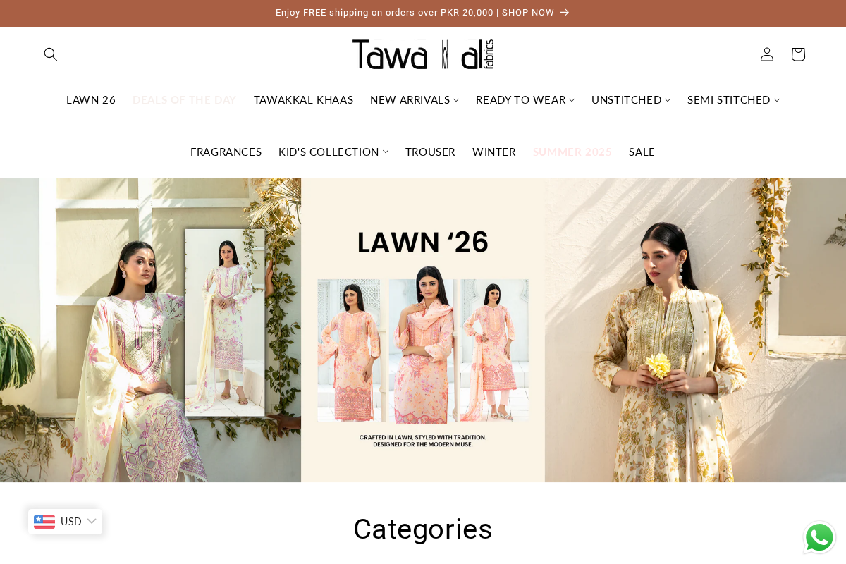 Tawakkal Fabrics homepage screenshot