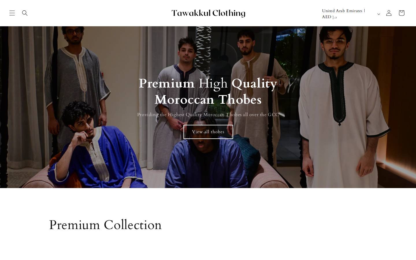 tawakkulclothing.com homepage screenshot
