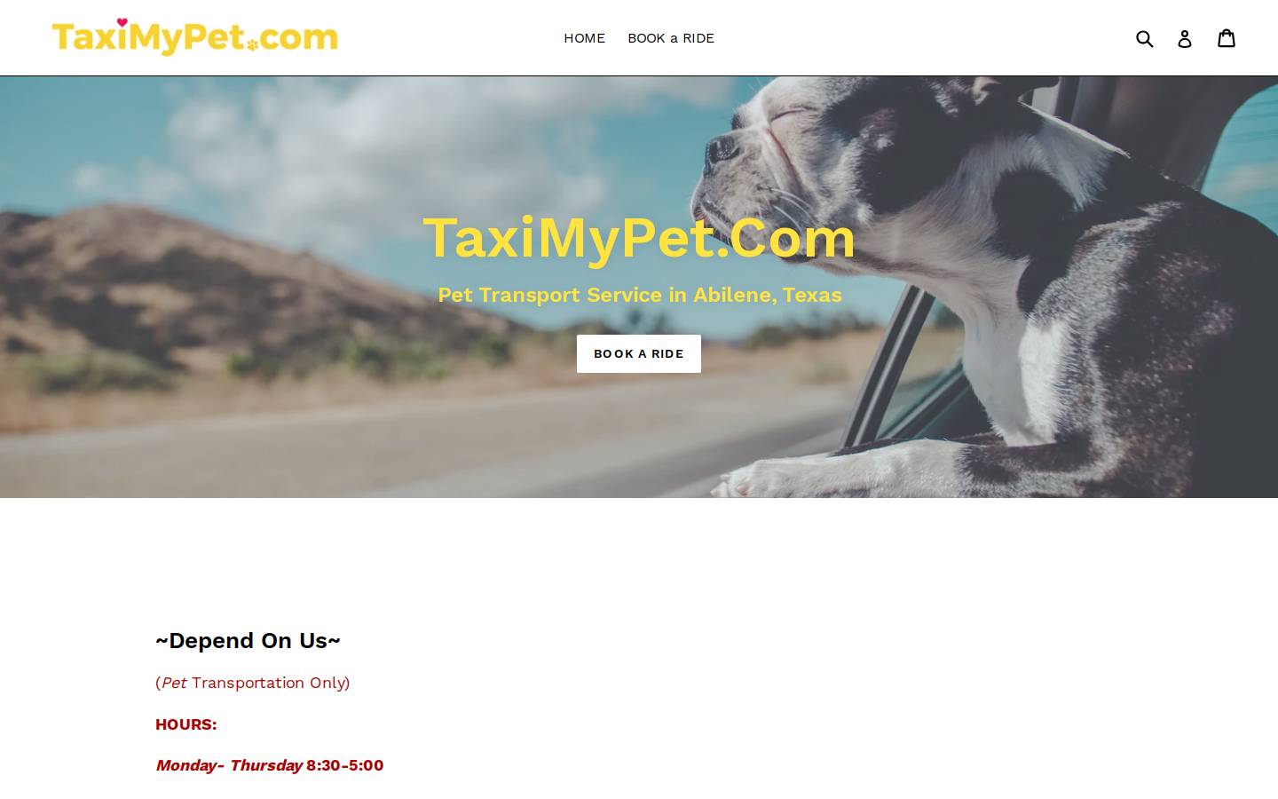 taximypet.com homepage screenshot