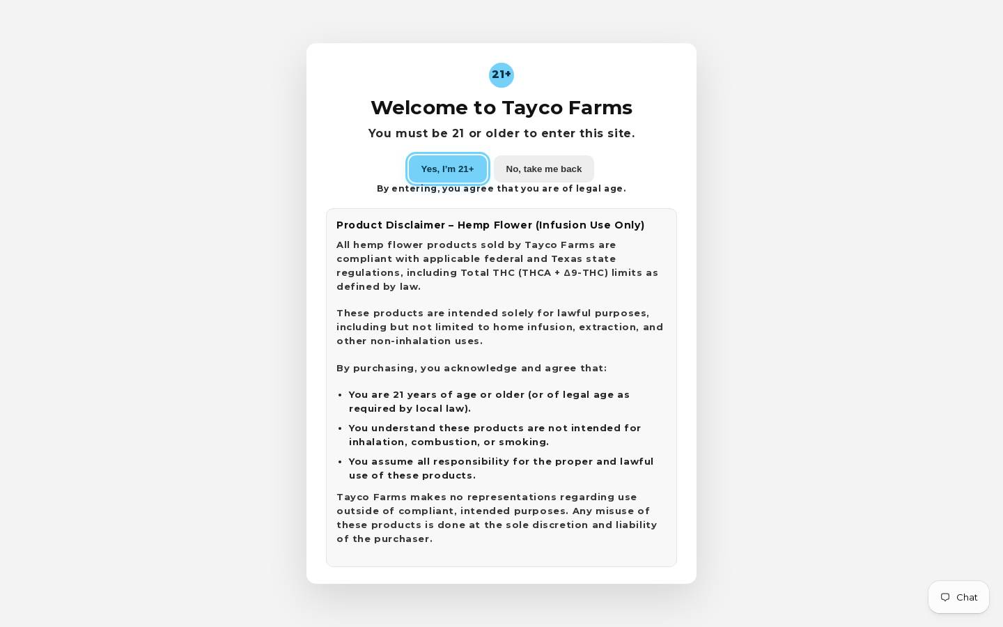 taycocbdstore.com homepage screenshot