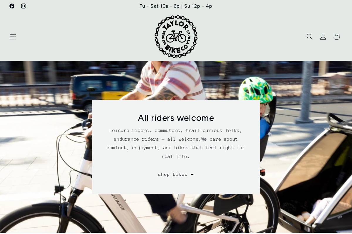 taylorbikecompany.com homepage screenshot