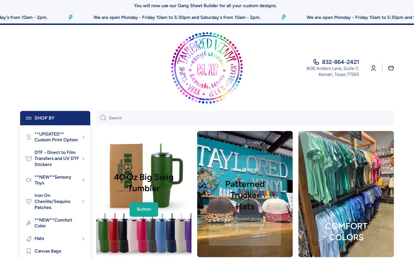 tayloredvinyl.com homepage screenshot